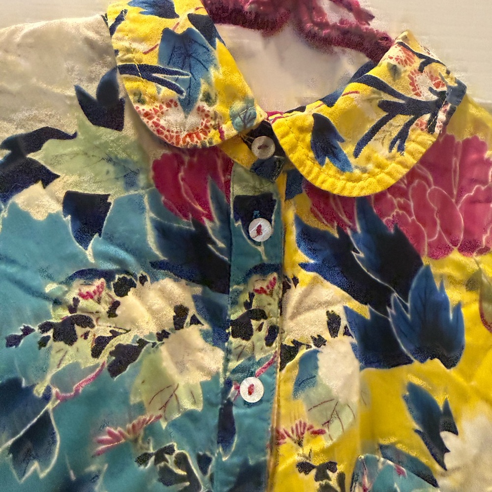 Anthropologie Floral Oversized Blouse in Yellow, Blue, Pink